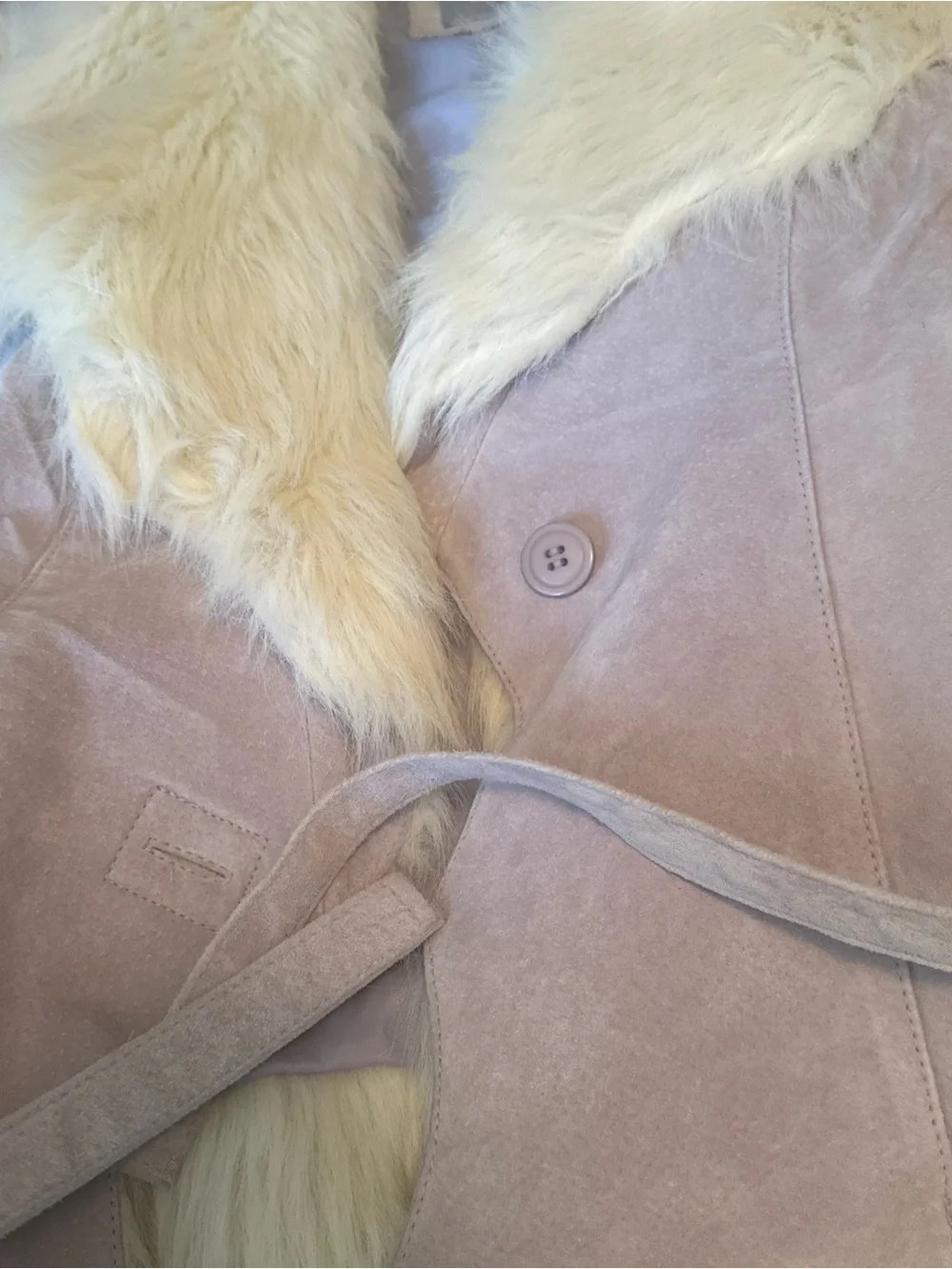 Wilsons Leather Dusty Lavender Real Suede Jacket with Cream Faux-Fur Trim - Picture 6 of 11